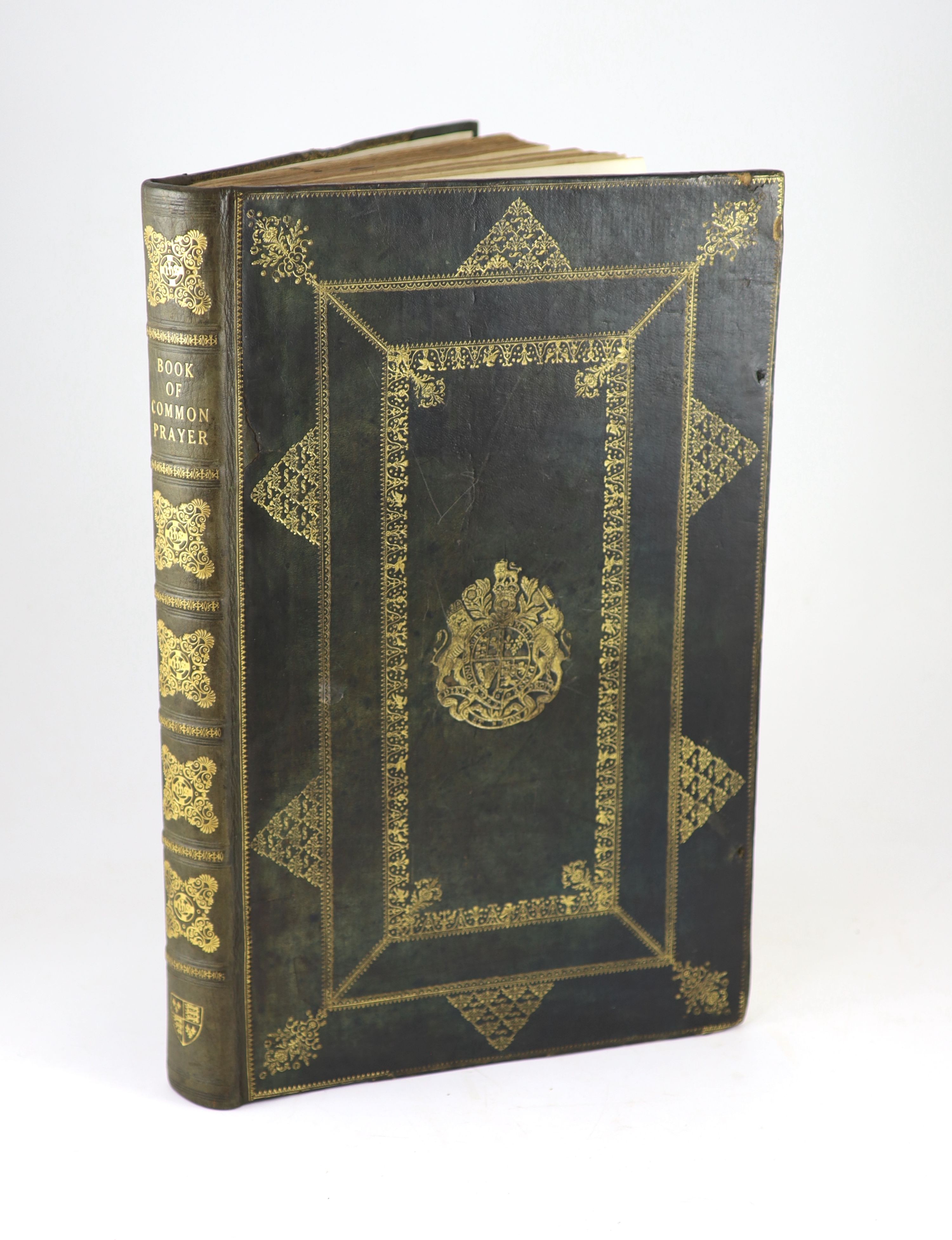 The Book of Common Prayer..... title printed in red and black, frontis, head and tailpiece decorations, decorated initial letters, red ruled throughout, (28, 344), 23, (4)pp.; contemp. black gilt ruled and decorated calf